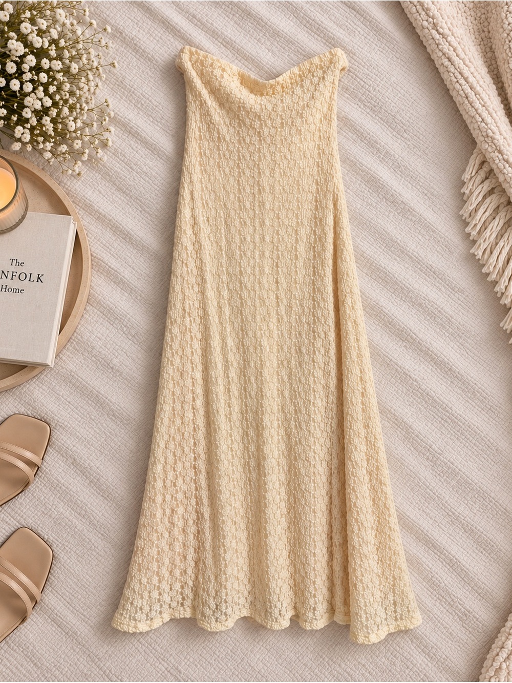 NWT Altar'd State Cream Textured Maxi Slip Dress